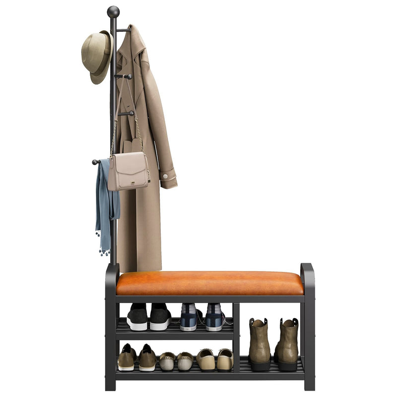 Shoe Bench,Hall Tree, Coat Rack with Bench, Freestanding Coat Rack with Shoe Storage for Entryway, Hallway