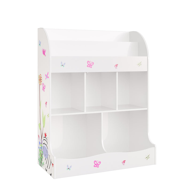 Toy Storage Cabinet With 5 Cubbies And Shelf For Playroom, Hallway, Kindergarten, School, White