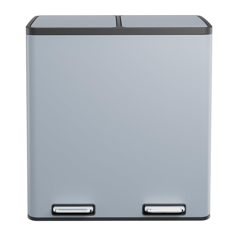 Dual Trash Can 16 Gal (60L) Stainless Steel Large Kitchen Rubbish Bin  with Removable Inner Buckets