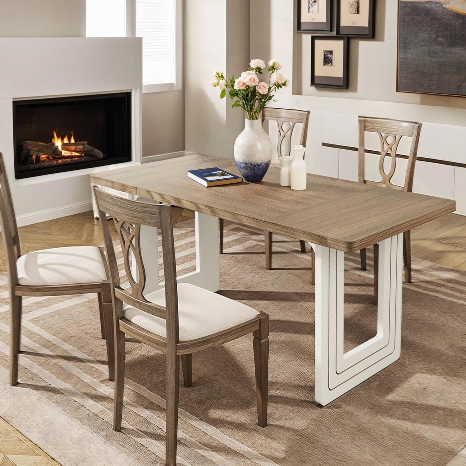 Kitchen Table 63-inch Rectangle Dinner Table for 6 People – Ohwill.com ...
