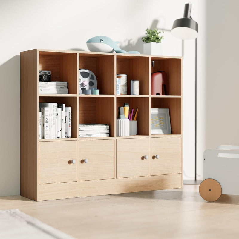 Bookshelf 2-tier Open Shelf Bookcase with 12 Compartment Shelf with Anti-Tilt Device for Bedroom, Living Room