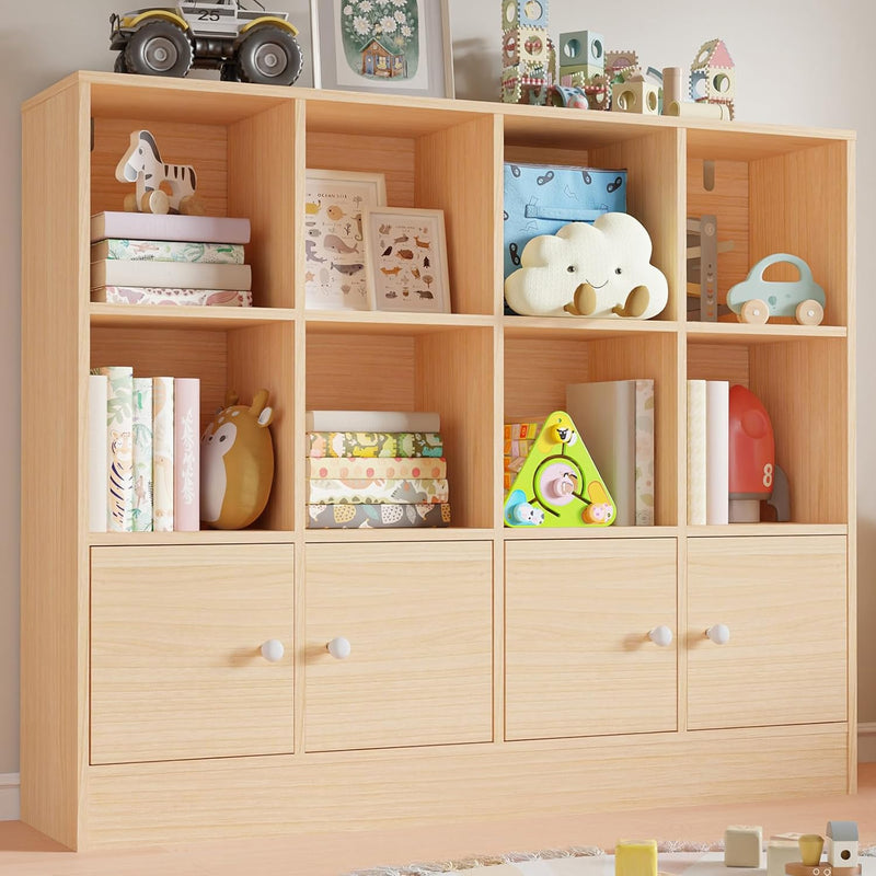 Bookshelf 2-tier Open Shelf Bookcase with 12 Compartment Shelf with Anti-Tilt Device for Bedroom, Living Room