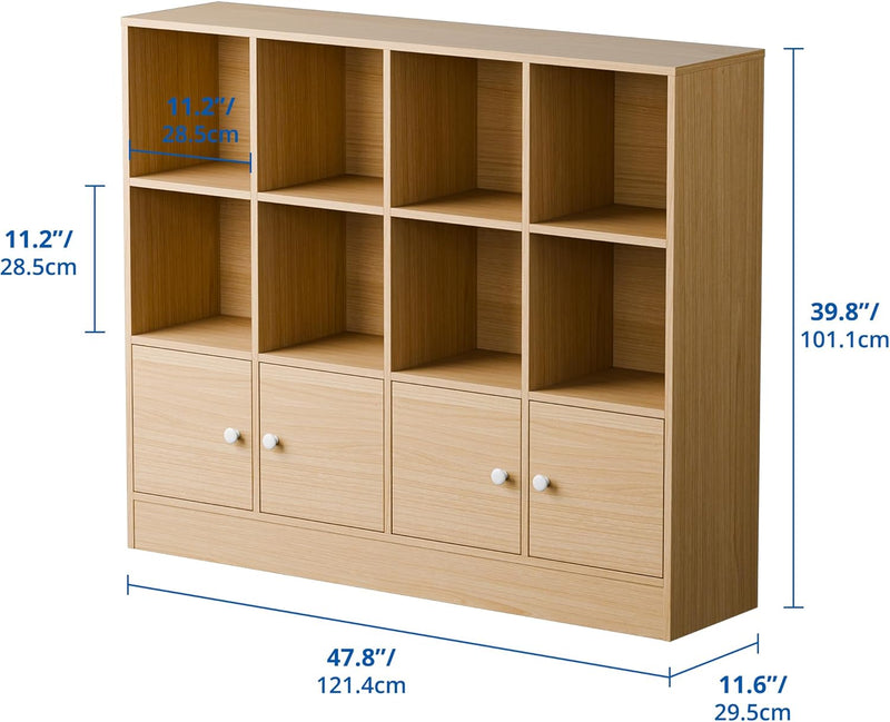 Bookshelf 2-tier Open Shelf Bookcase with 12 Compartment Shelf with Anti-Tilt Device for Bedroom, Living Room