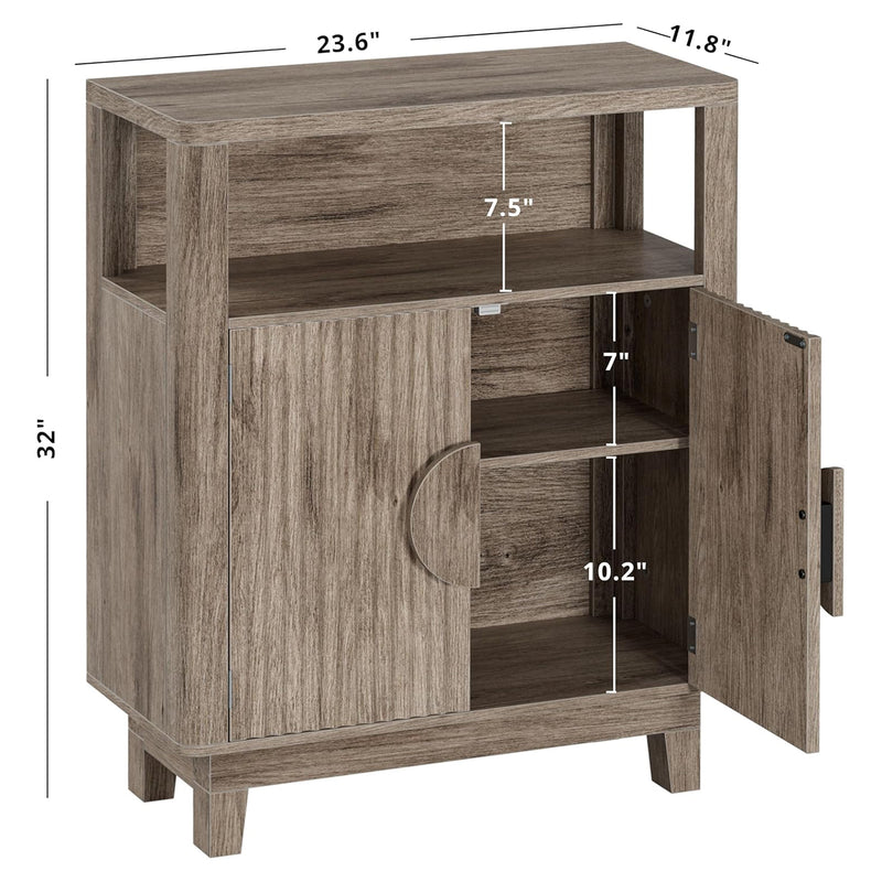 Storage Cabinet, Farmhouse Cabinet Sideboard with Adjustable Shelves and Doors, Small Alcove Coffee Bar with Open Compartments