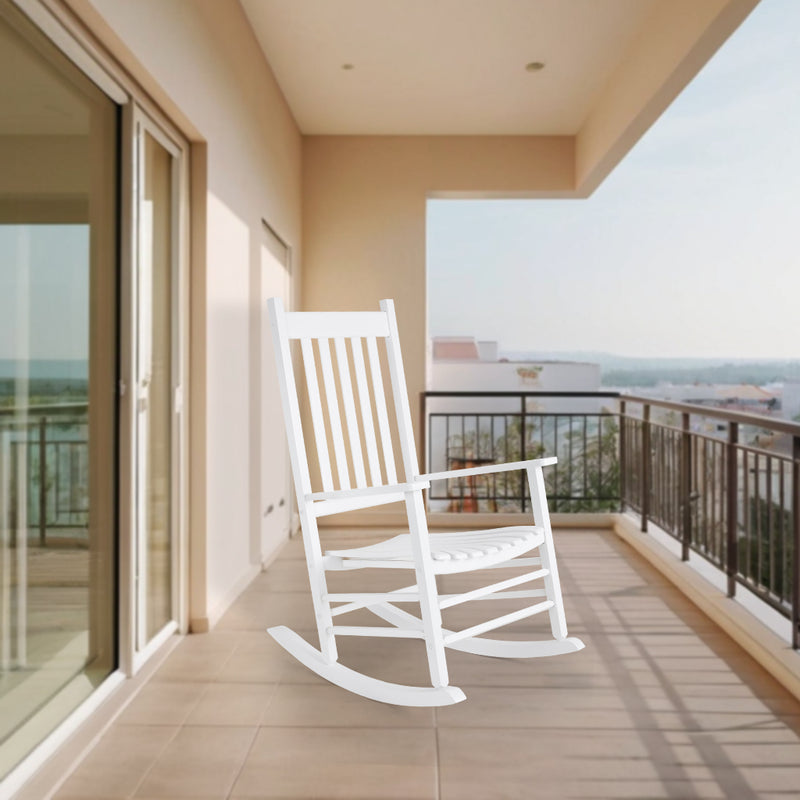 Wooden Rocking Chair Outdoor Porch Rocker with High Back for Garden, Lawn, Balcony, Backyard, Porch-1 Pack