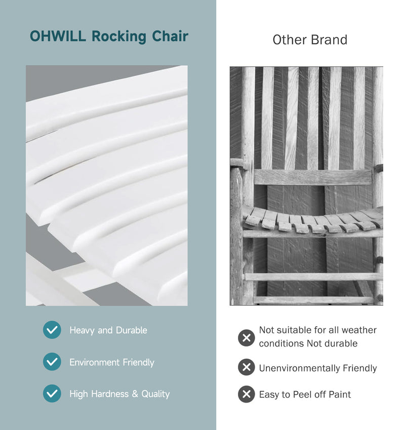 Wooden Rocking Chair Outdoor Porch Rocker with High Back for Garden, Lawn, Balcony, Backyard, Porch-1 Pack