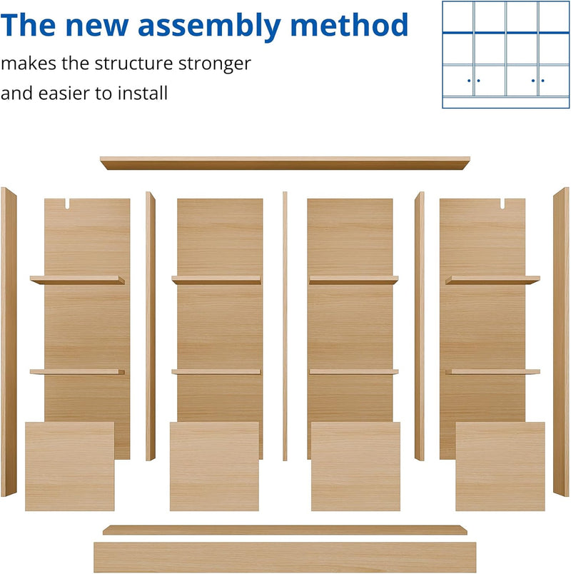 Bookshelf 2-tier Open Shelf Bookcase with 12 Compartment Shelf with Anti-Tilt Device for Bedroom, Living Room