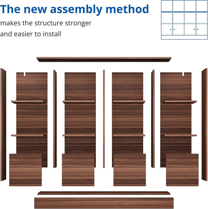 Bookshelf 2-tier Open Shelf Bookcase with 12 Compartment Shelf with Anti-Tilt Device for Bedroom, Living Room