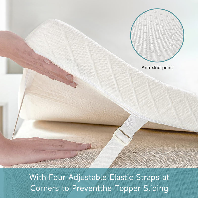 2 Inch Memory Foam Mattress Topper for Back Pain with Removable & Washable Cover