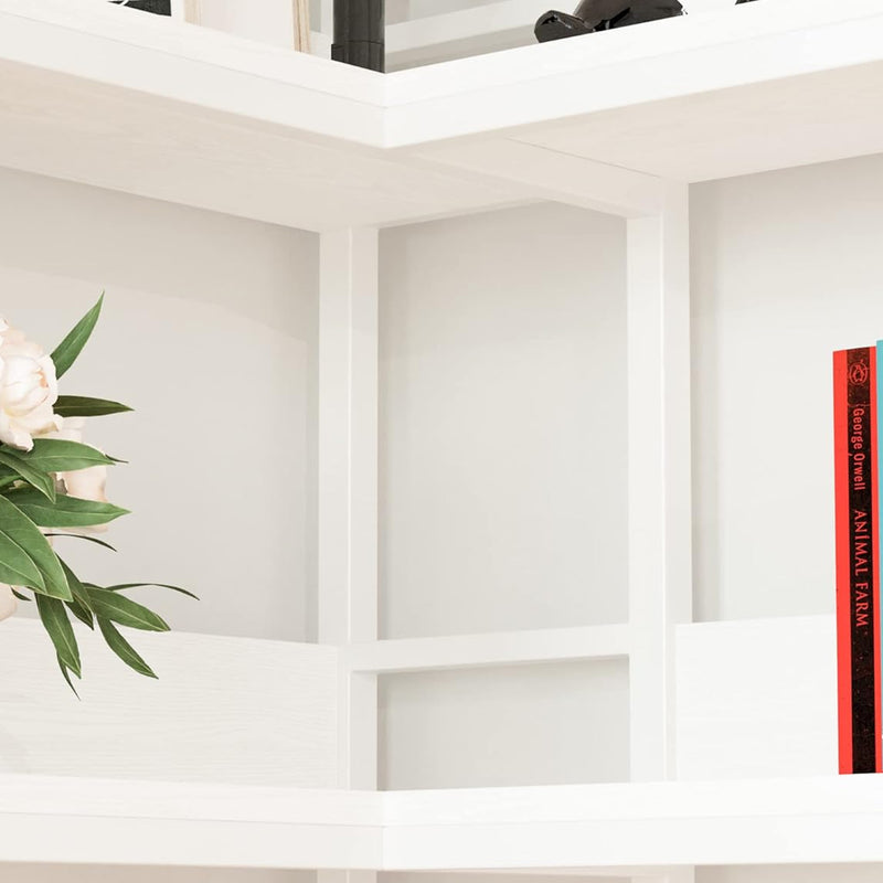 5 Tiers Corner Bookcases Industrial Bookshelves  with Baffles Etagere Shelf Storage Rack with Metal Frame
