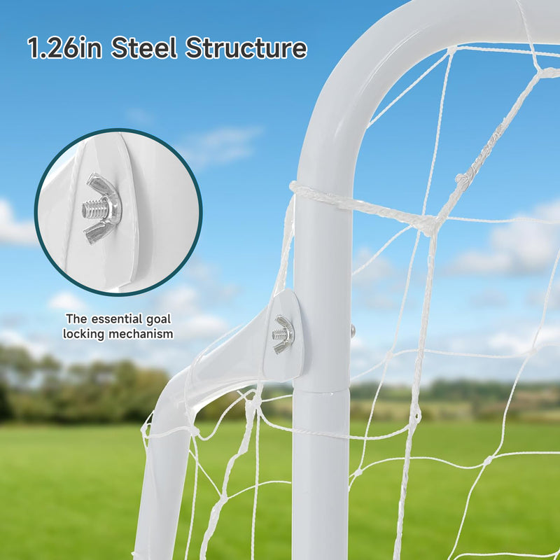 12x6 FT Backyard Portable Soccer Goal with Heavy Duty Steel Frame, Net and Ground Stakes for Home, School and Soccer Field Training Equipment