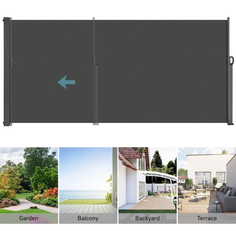 Outdoor Retractable Side Awning Patio Privacy Screen With UV-resistant, Waterproof for Garden, Balcony