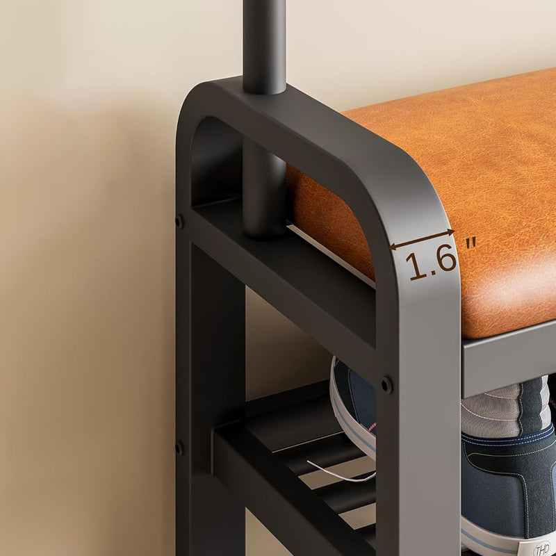 Shoe Bench,Hall Tree, Coat Rack with Bench, Freestanding Coat Rack with Shoe Storage for Entryway, Hallway