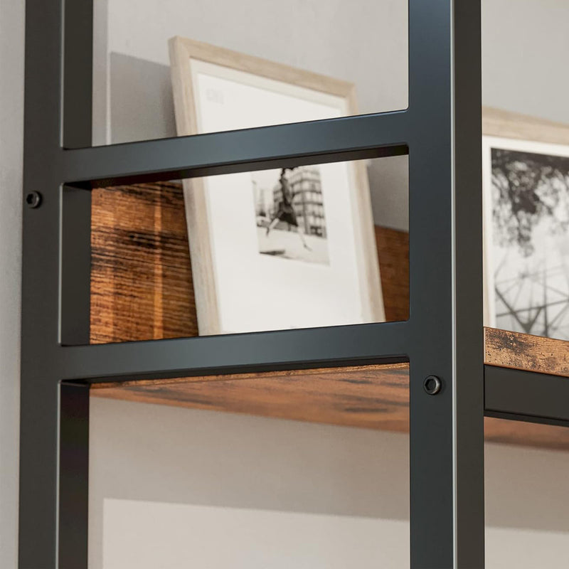 5 Tiers Corner Bookcases Industrial Bookshelves  with Baffles Etagere Shelf Storage Rack with Metal Frame