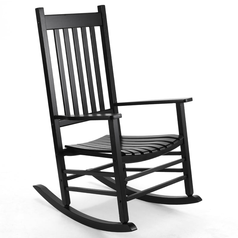 Wooden Rocking Chair Outdoor Porch Rocker with High Back for Garden, Lawn, Balcony, Backyard, Porch-1 Pack