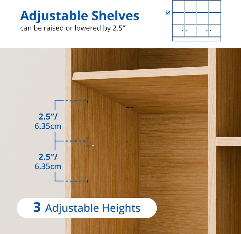 Bookshelf 2-tier Open Shelf Bookcase with 12 Compartment Shelf with Anti-Tilt Device for Bedroom, Living Room