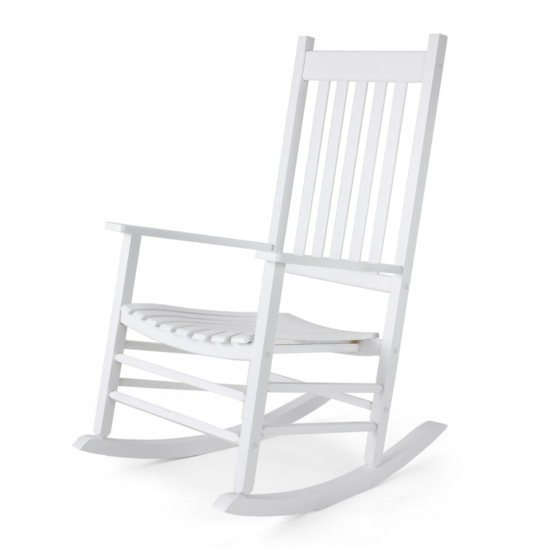 Wooden Rocking Chair Outdoor Porch Rocker with High Back for Garden, Lawn, Balcony, Backyard, Porch-1 Pack