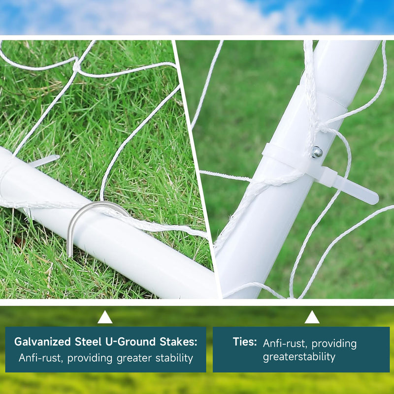 12x6 FT Backyard Portable Soccer Goal with Heavy Duty Steel Frame, Net and Ground Stakes for Home, School and Soccer Field Training Equipment