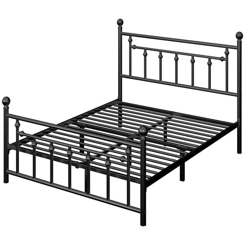 Metal Platform Bed Frame with Victorian Headboard and Footboard,Noise-Free,No Box Spring Required
