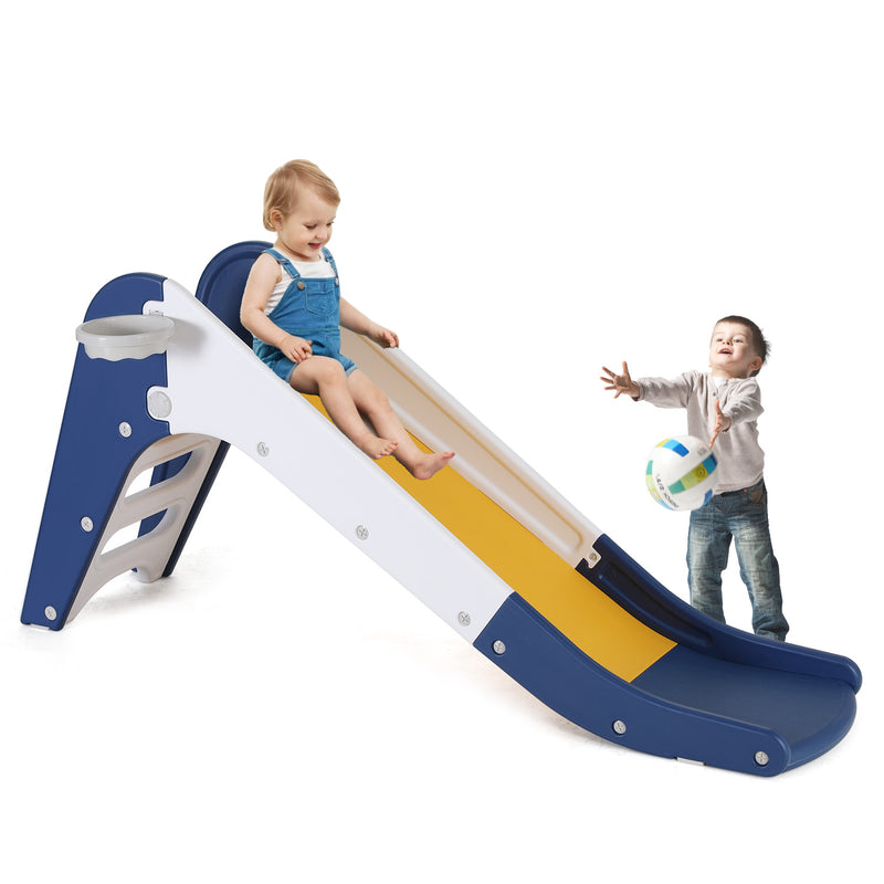 Freestanding Kids Slide Toddler Slide Climber with Basketball Hoop