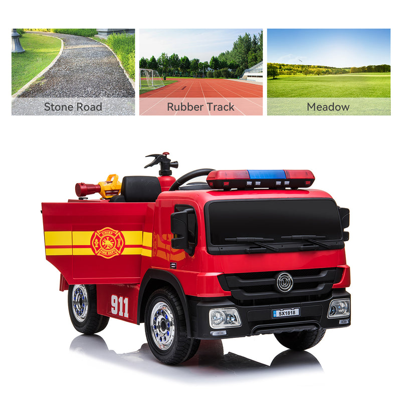 Ride On Fire Truck Electric Car Remote Control 12V Battery Toddler Power Driving Car
