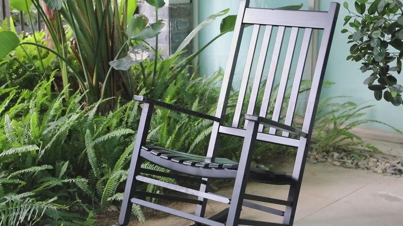 Wooden Rocking Chair Outdoor Porch Rocker with High Back for Garden, Lawn, Balcony, Backyard, Porch-1 Pack