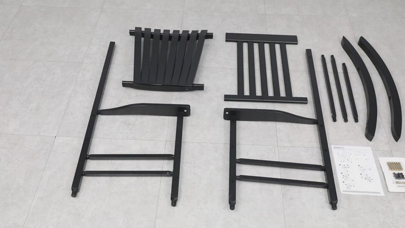 Wooden Rocking Chair Outdoor Porch Rocker with High Back for Garden, Lawn, Balcony, Backyard, Porch-1 Pack