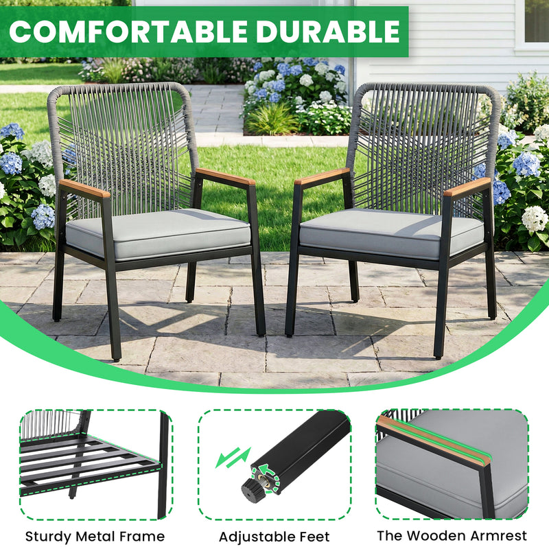 Patio Furniture Set Set of 2/4/6/8, Outdoor PE Rattan Chairs with Cush ...