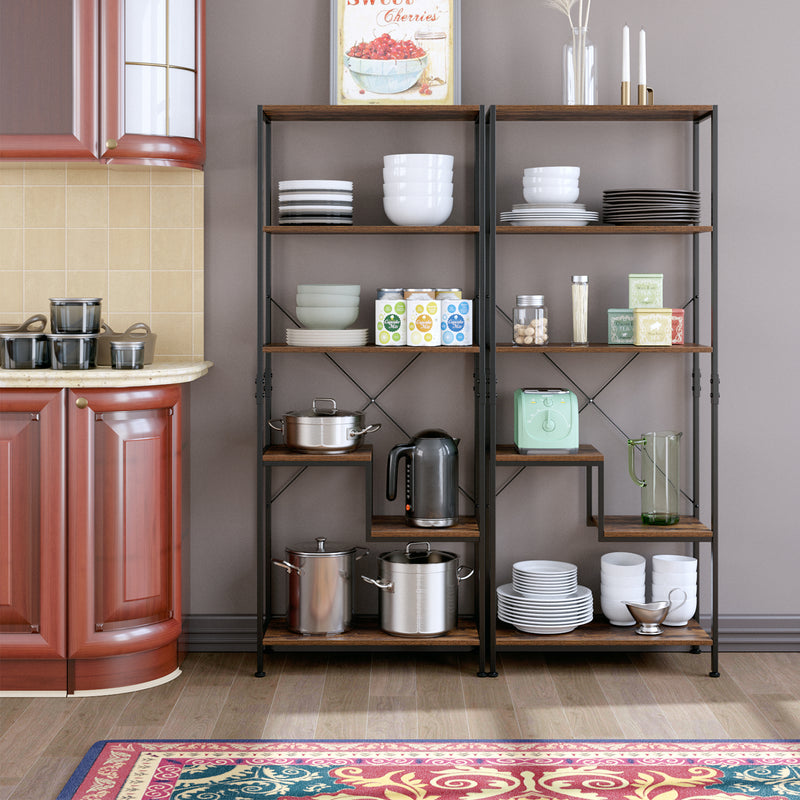 Ohwill 5 Tier Bookshelf Industrial Bookcase Vintage Storage Display Rack
