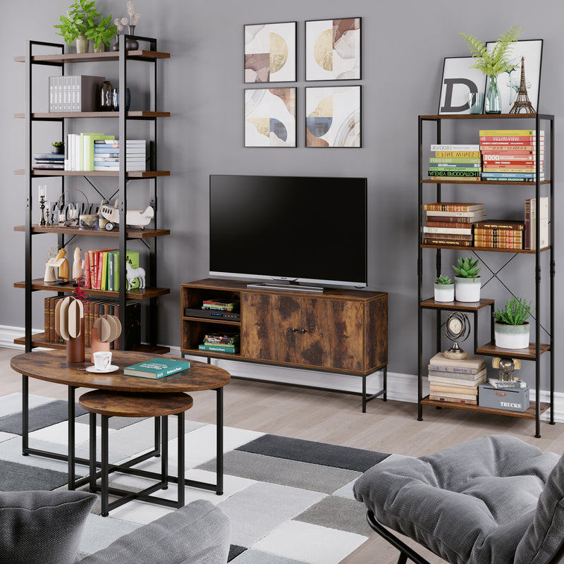 Ohwill 5 Tier Bookshelf Industrial Bookcase Vintage Storage Display Rack