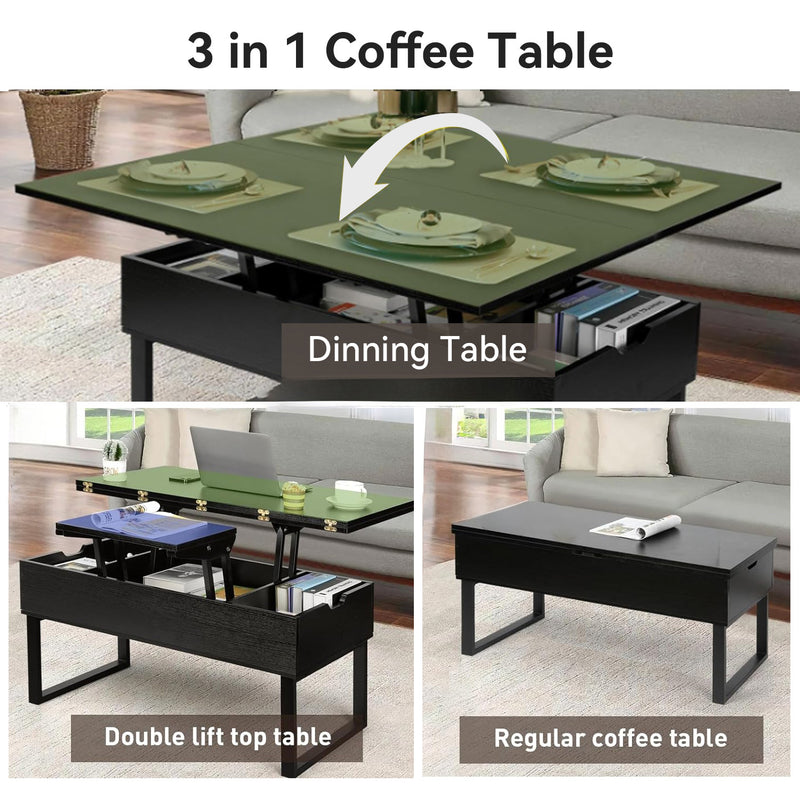 Lift Top Coffee Table Modern Lift Dining Table 3 in 1 with Storage