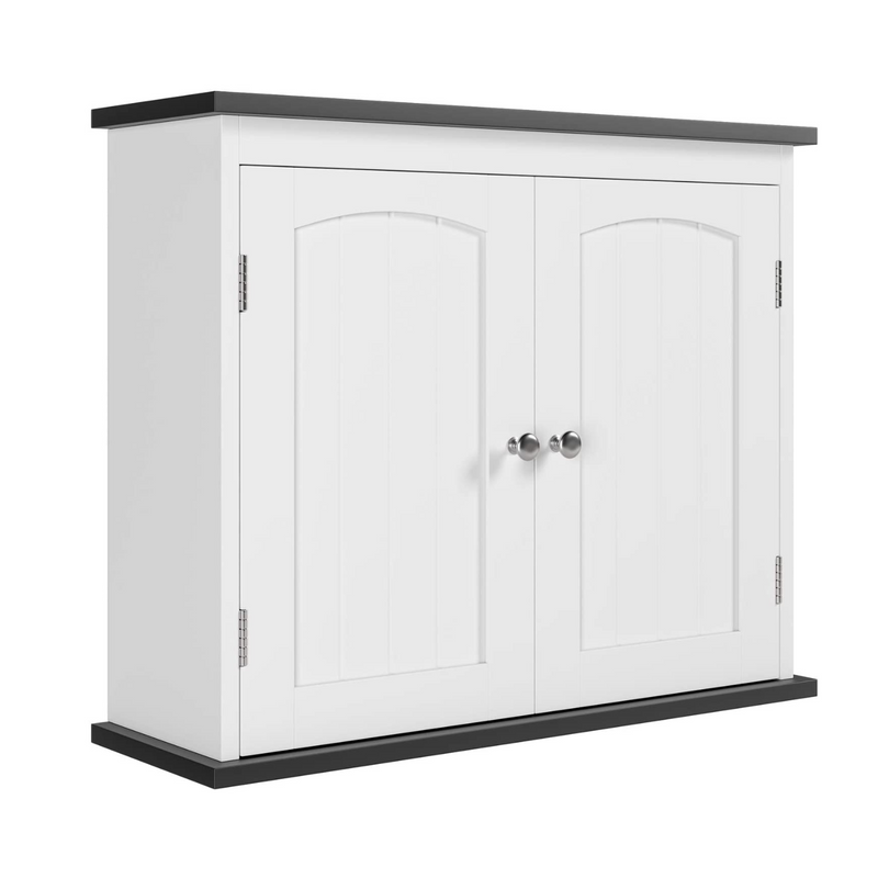 White Kitchen Cabinet Bathroom Medicine Cabinet Wall Mounted with 2 doors