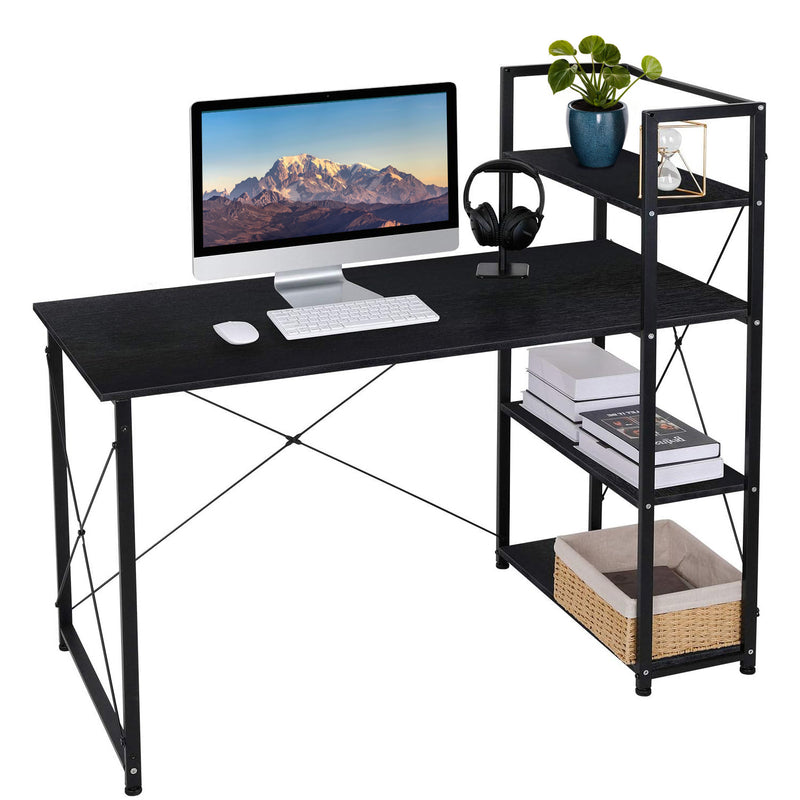 47-inch Computer Desk Writing Study Table with Storage Reversible Bookshelf