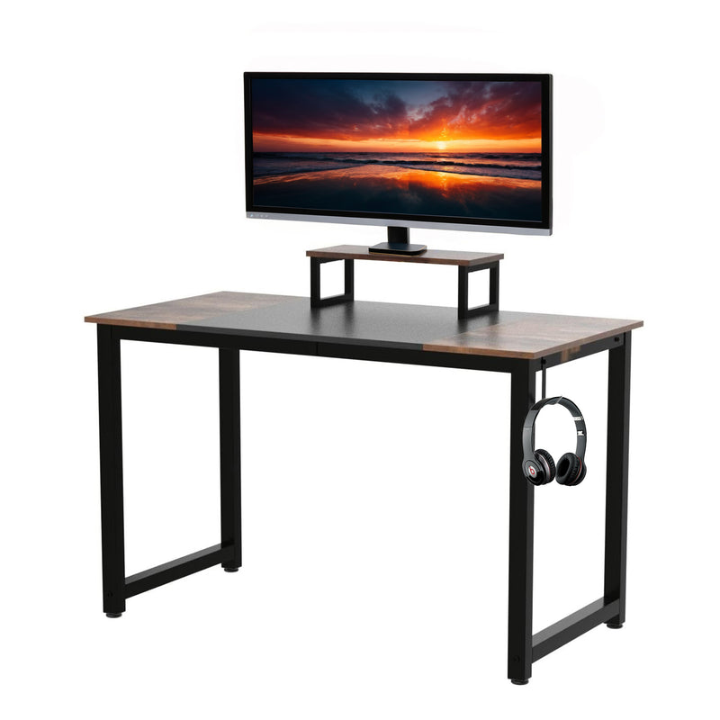 55-inch Computer Desk with Monitor Stand Small Table, Splice Board, Headphone Hook, Extra Strong Legs