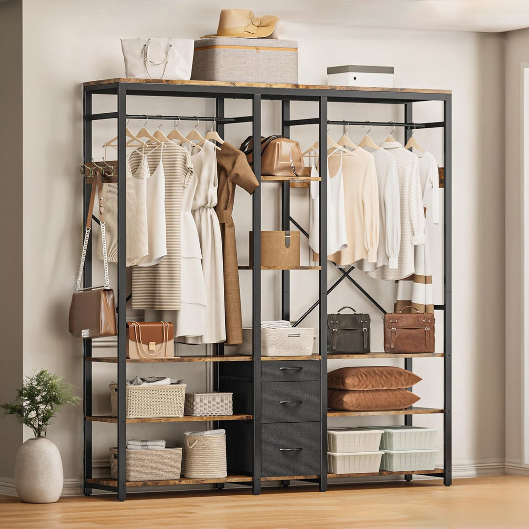 Industrial Garment Rack, Clothes Rack, Closet and Storage Shelves