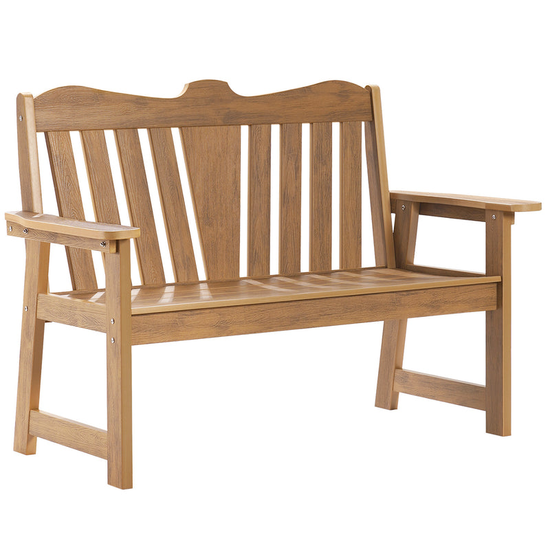 Outdoor Bench Weatherproof Patio Garden Bench with Wide Armrests and Backrest