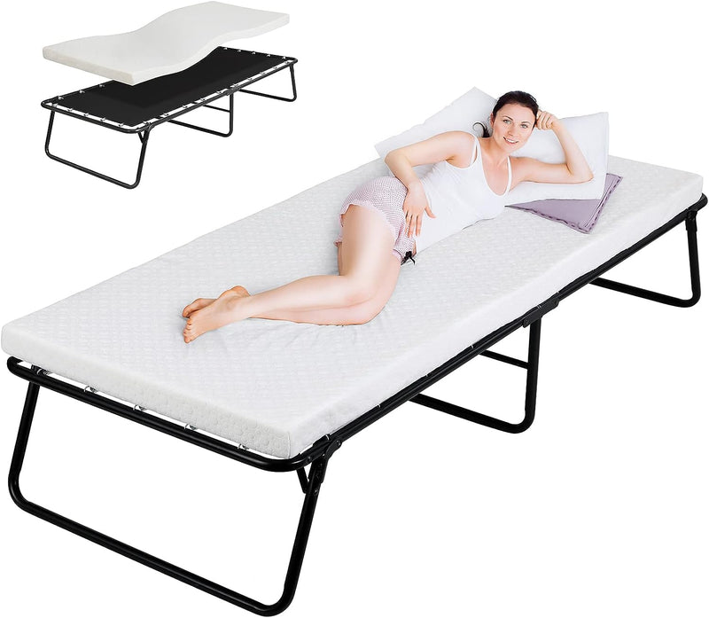 Rollaway Bed Folding Bed Frame with Memory Foam Mattress