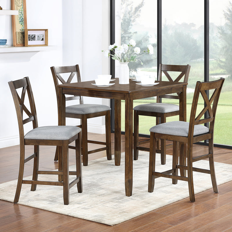 5 Piece Dining Table Set Dining Table Set for 4, Wooden Kitchen Table with 4 Upholstered Chairs