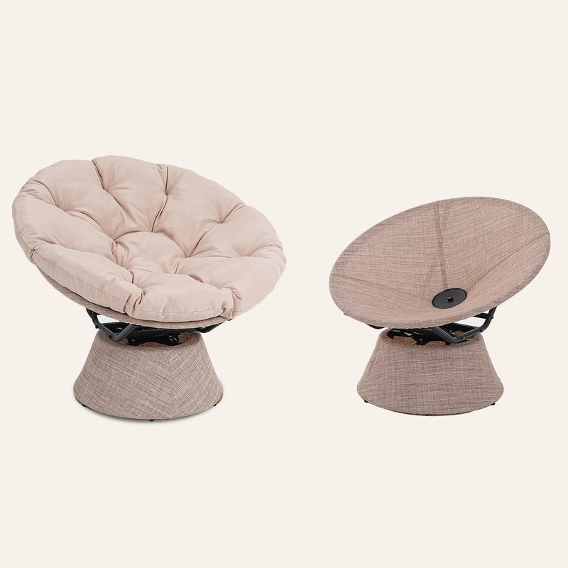 Oversized Papasan Chair with Cushion and Frame, 360° Swivel Lounge Reading Chair for Indoor and Outdoor Use