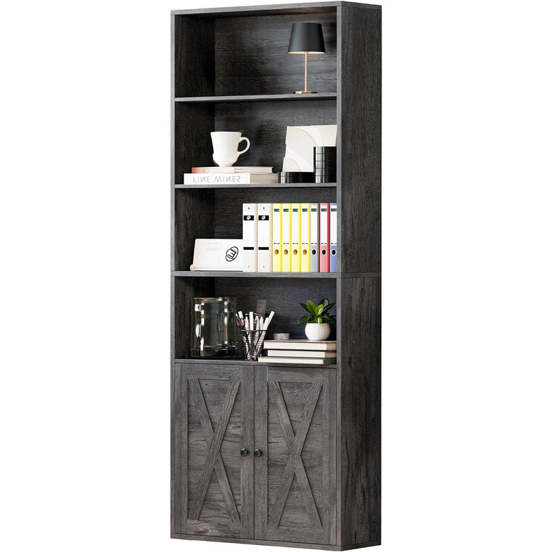 70" Bookshelves Industrial Shelving With 6 Shelf Display Storage Shelves