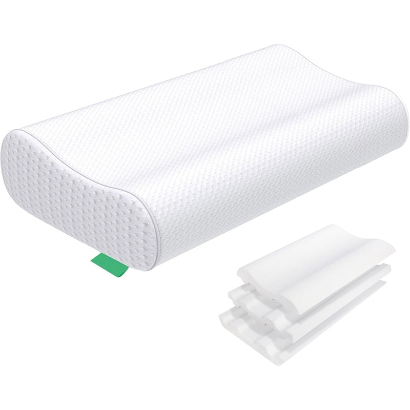 2 Packs Cervical Pillow for Neck Strain Relief, Memory Foam Adjustable Heights Orthopedic Pillow with Cooling Fabric Removable Cover