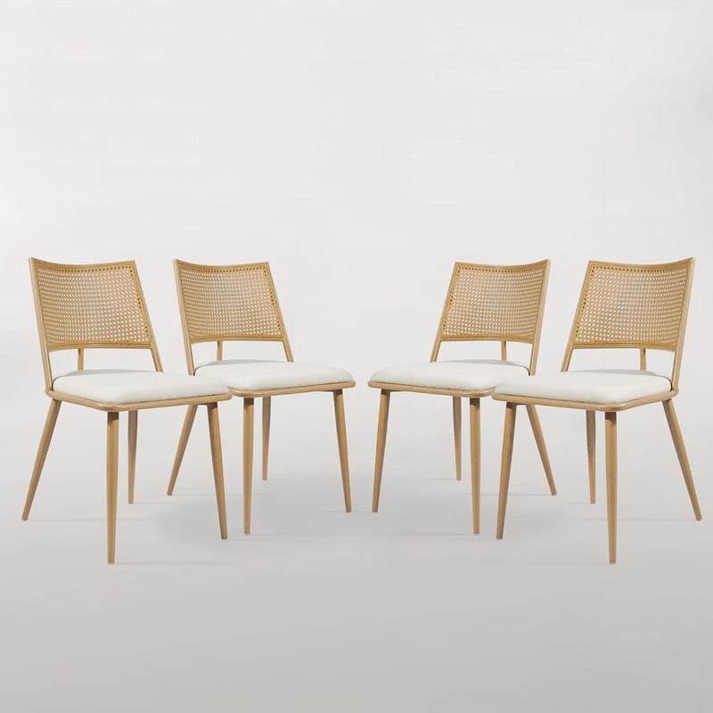 Rattan Dining Chairs Set of 4 with Comfy Sponge Cushions