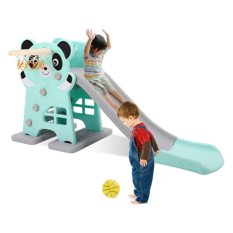 Ohwill 3-in-1 Kids Slide Freestanding Climber Slide Toddler Slide PlaySet with Basketball Hoop & Ball, Long Slipping Slope