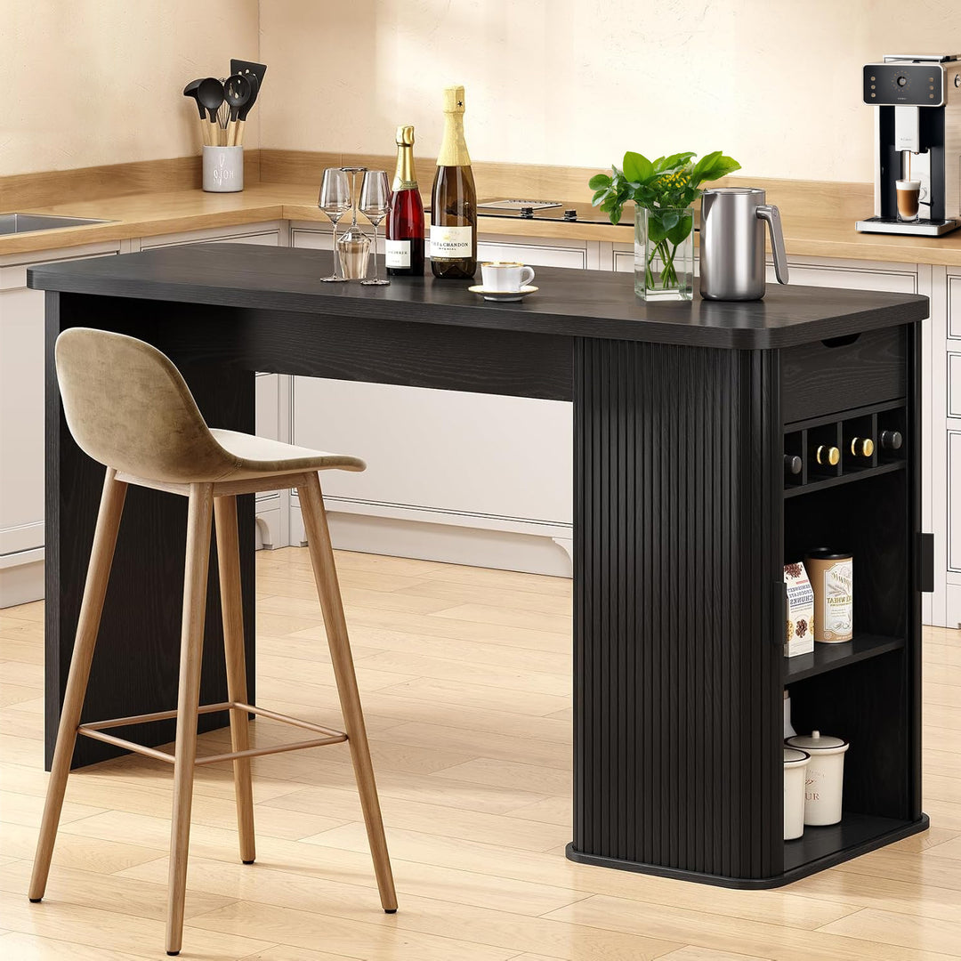 Kitchen Island, Counter Height Table, 59 Inch Long Bar Table with