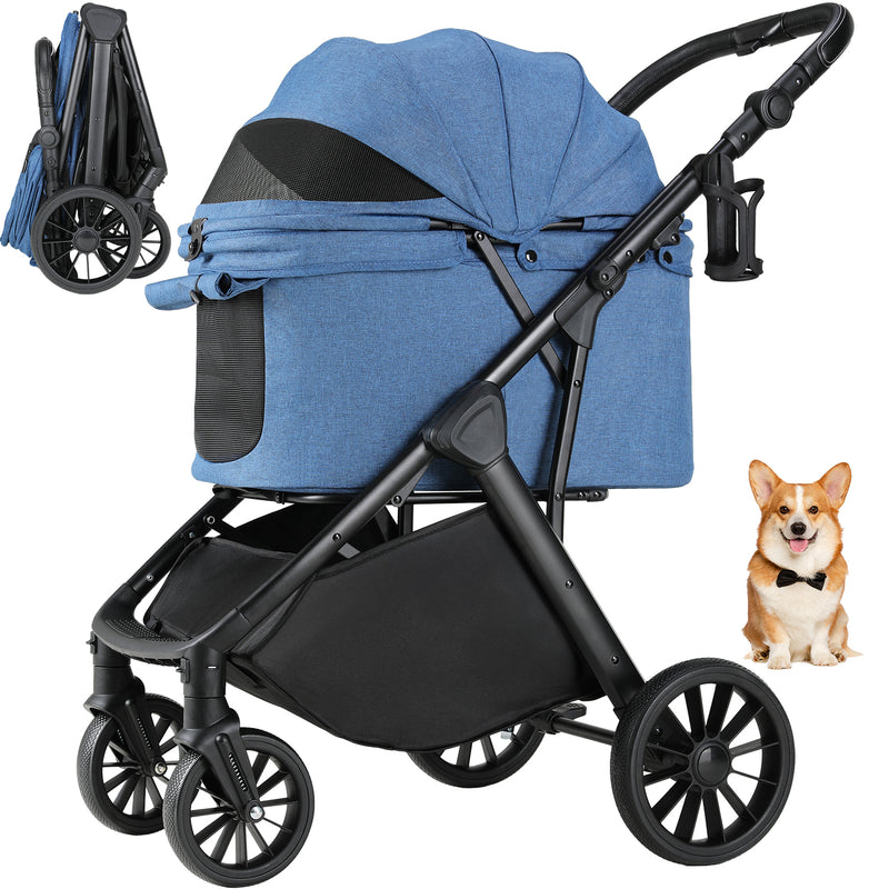 4 Wheel Pet Stroller for Medium Dogs and Cats, Foldable Dog Stroller w – Online Furniture Store
