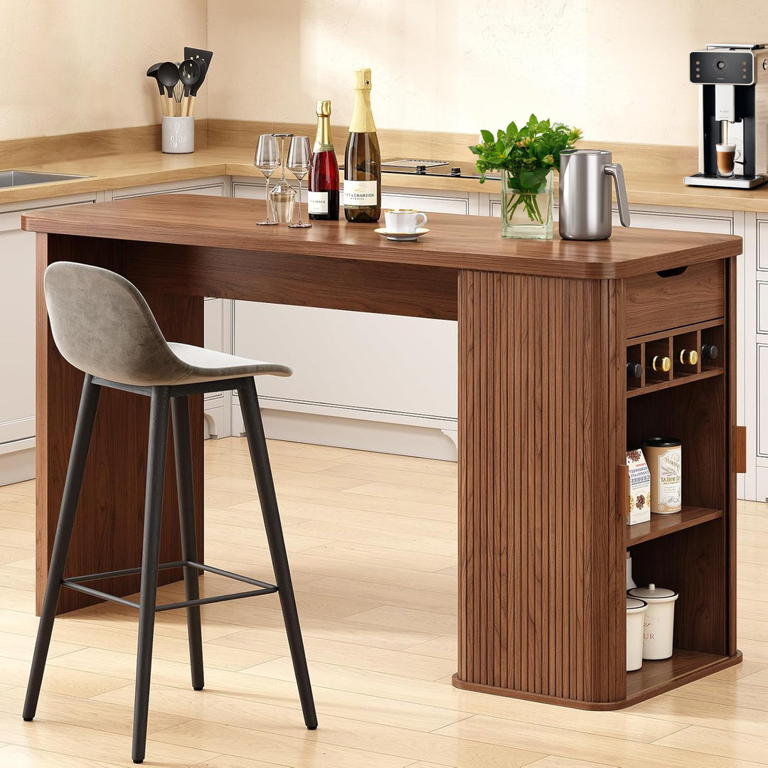 Kitchen Island, Counter Height Table, 59 Inch Long Bar Table with