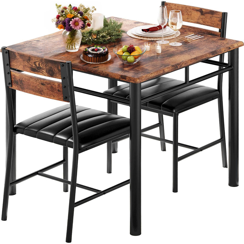 Dining Table Set for 2 Small Kitchen Table with Upholstered Chairs, Compact Dining Set, Kitchen, Dining Room