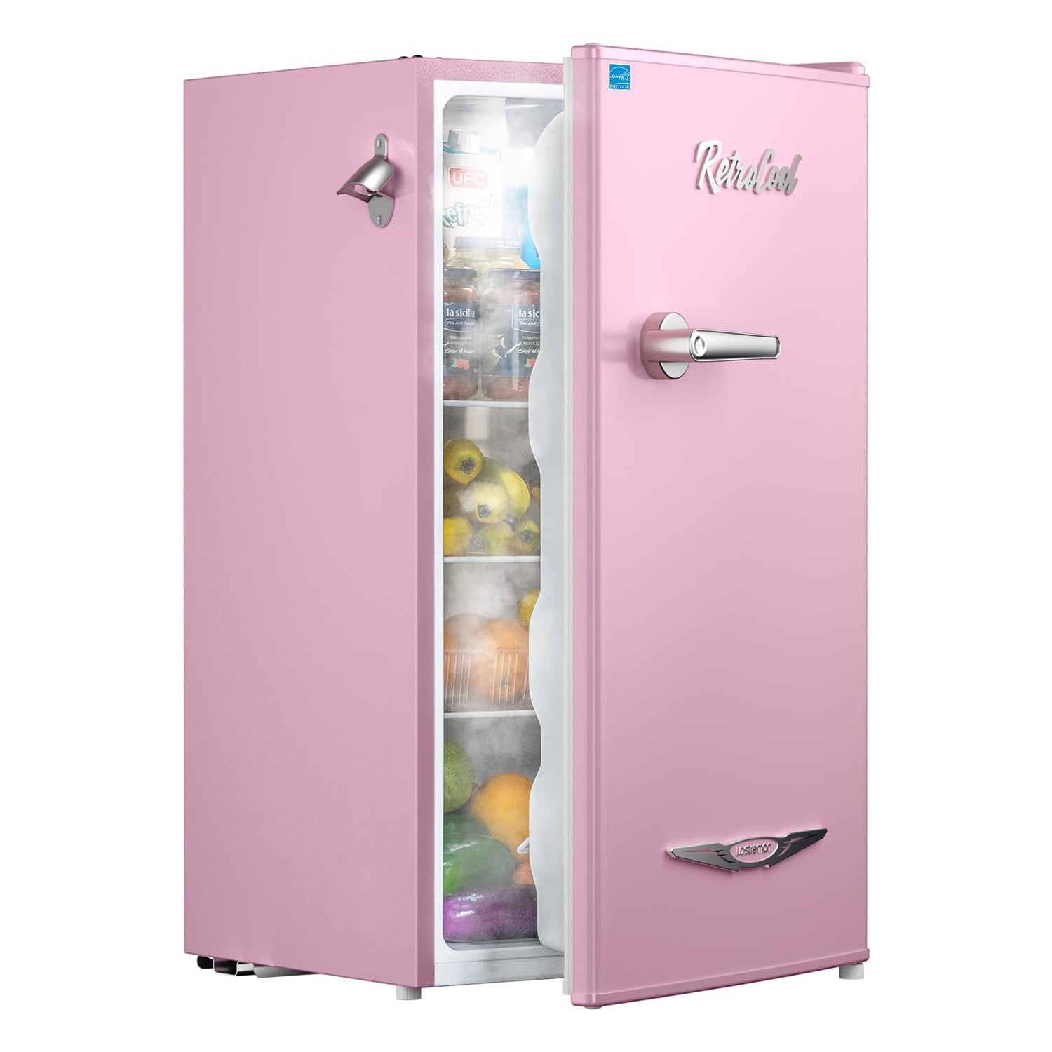Mini Fridge 3.2 Cu.Ft, Retro Compact Refrigerator with Bottle Opener ...