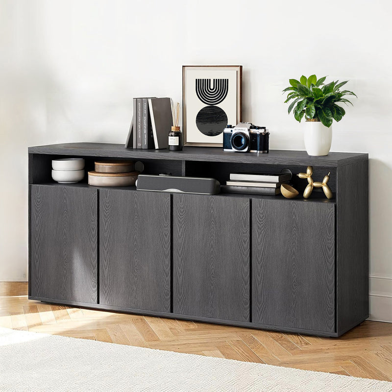 63" Storage Cabinet with Shelves and 4 Compartments For Kitchen, Living Room, Dining Room, Bedroom