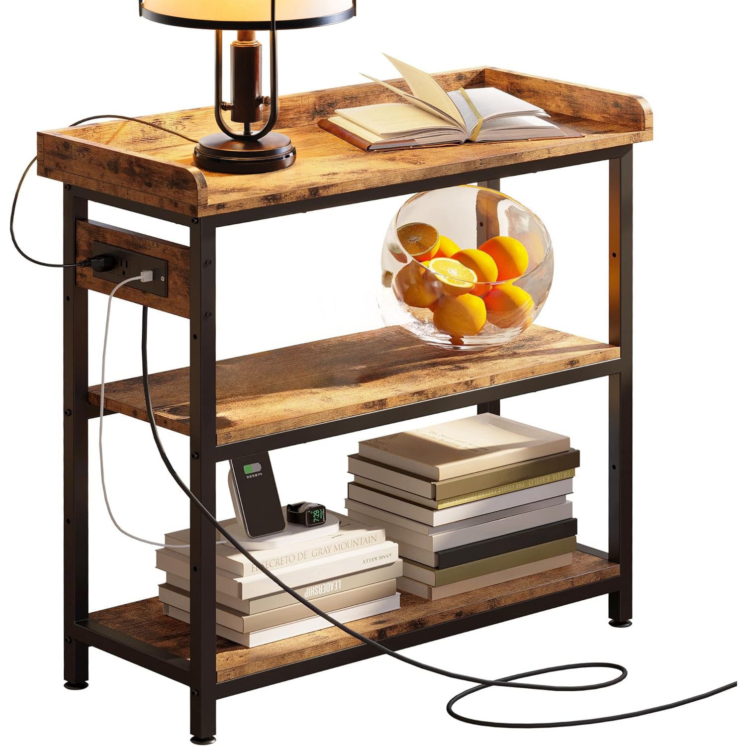32 Inch Console Table for Entryway, Sofa Table with Electrical Outlet ...